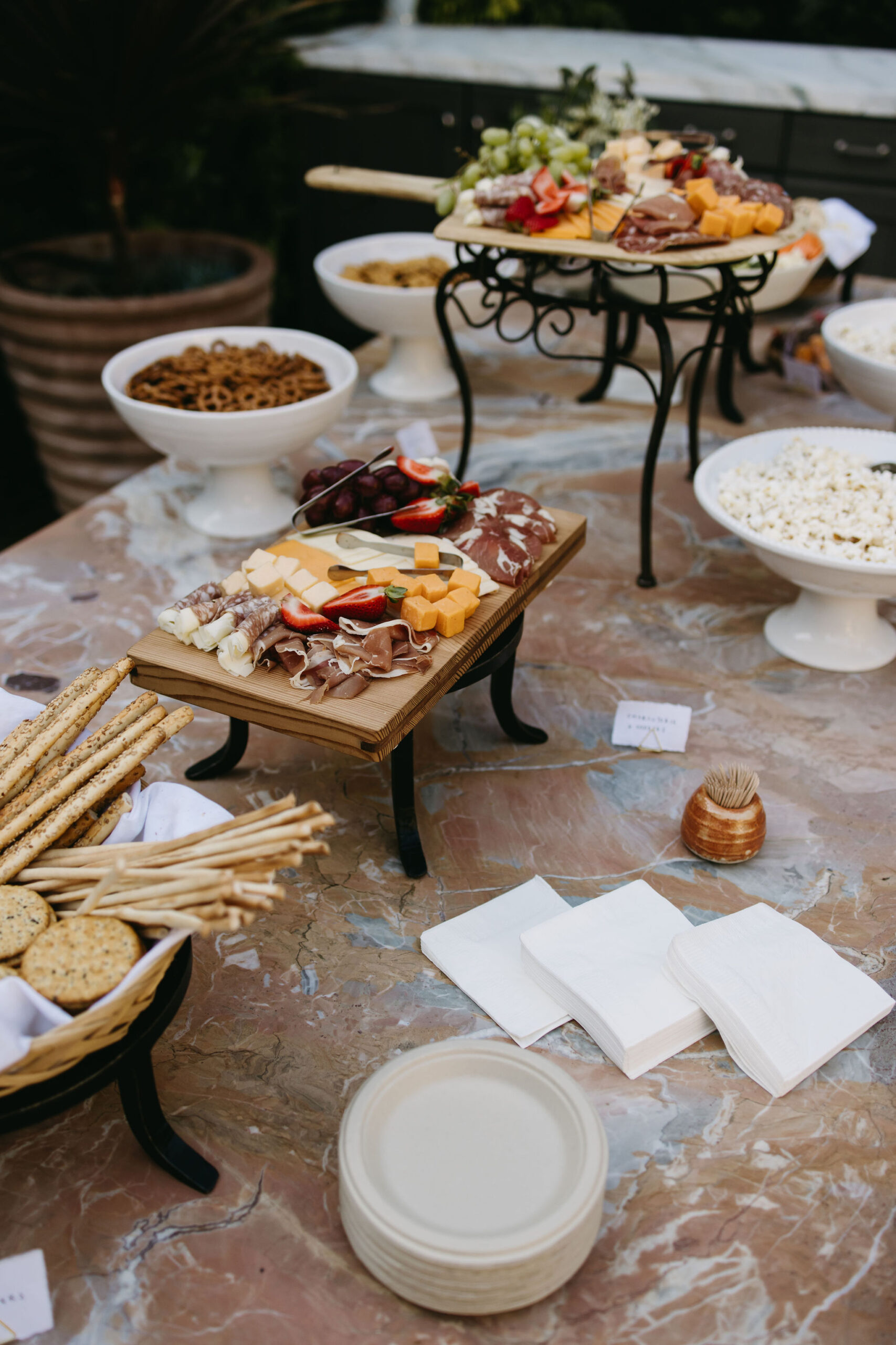 table filled with food for a wedding reception