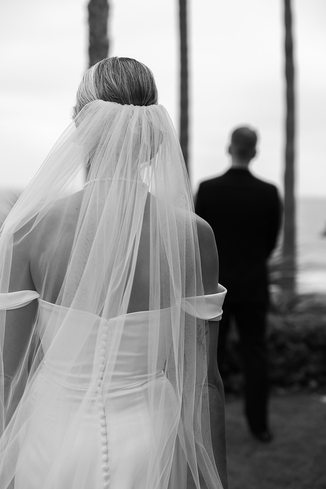 bride and groom share a first look at their wedding at the ole hanson 