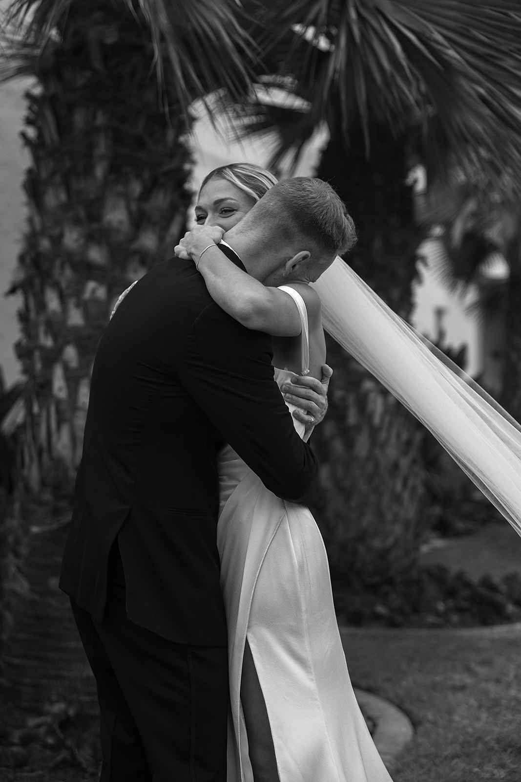 bride and groom share a first look at their wedding at the ole hanson 