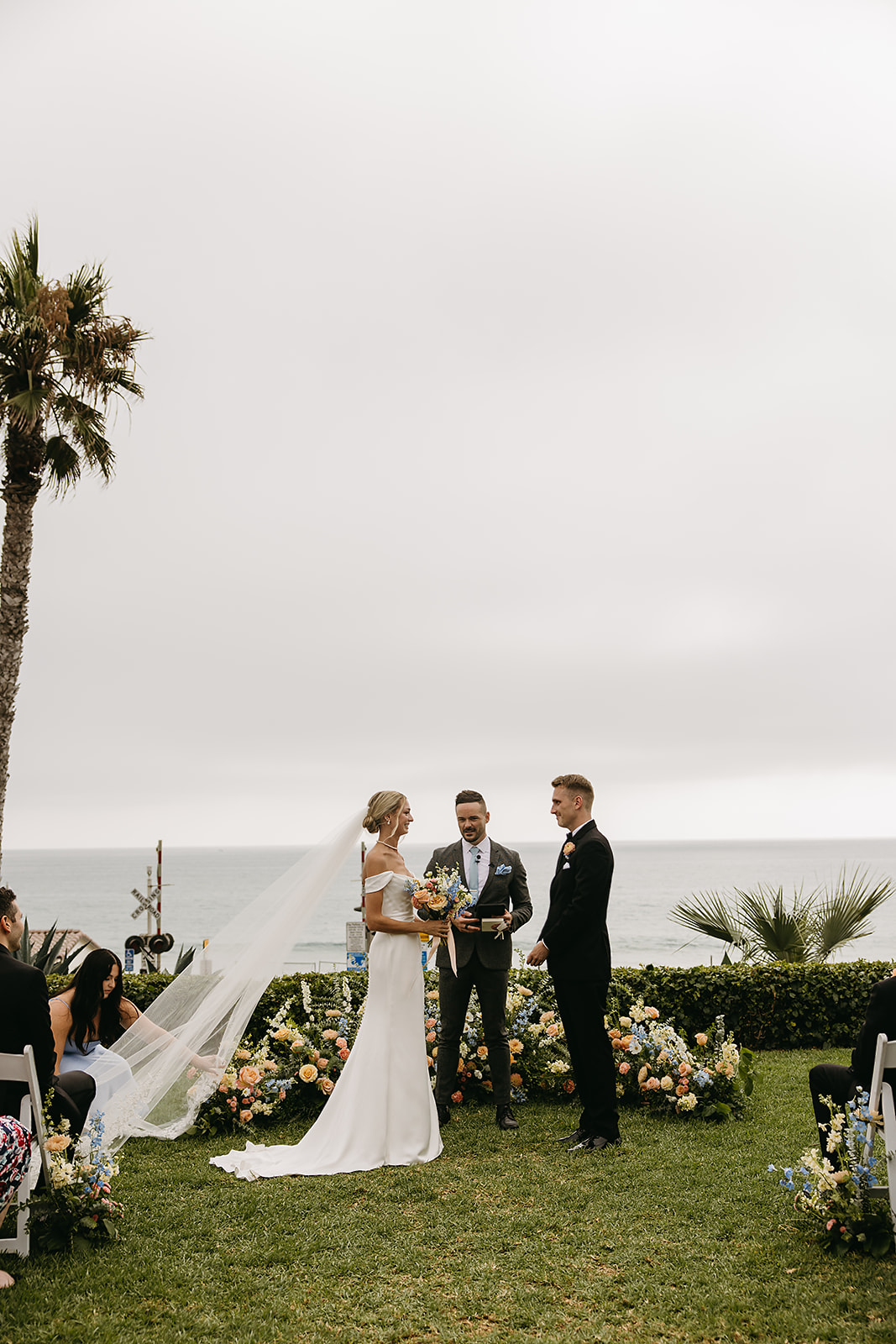 bride and groom at their wedding ceremony at Ole Hanson