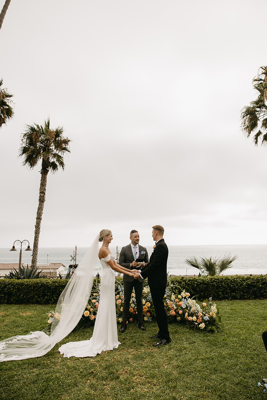 bride and groom at their wedding ceremony at Ole Hanson