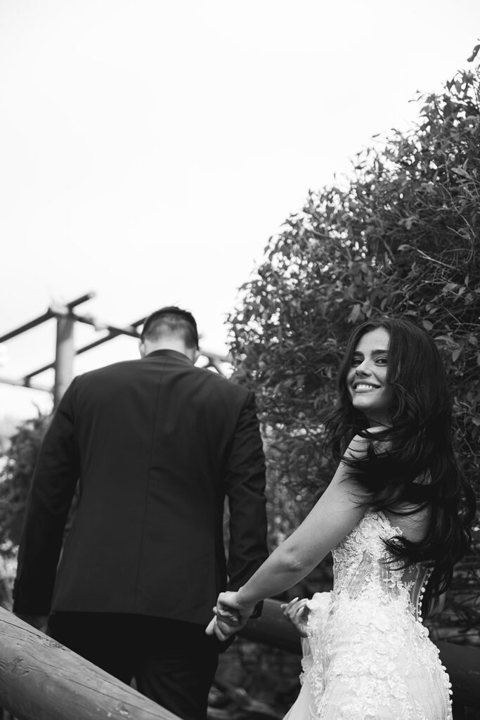 bride and groom take their portraits for their wedding at La Venta Inn