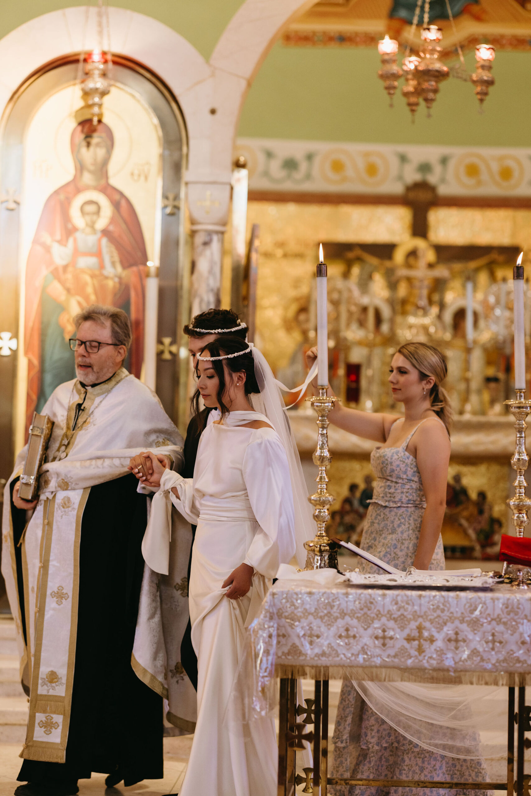 bride and groom at their wedding ceremony at a church