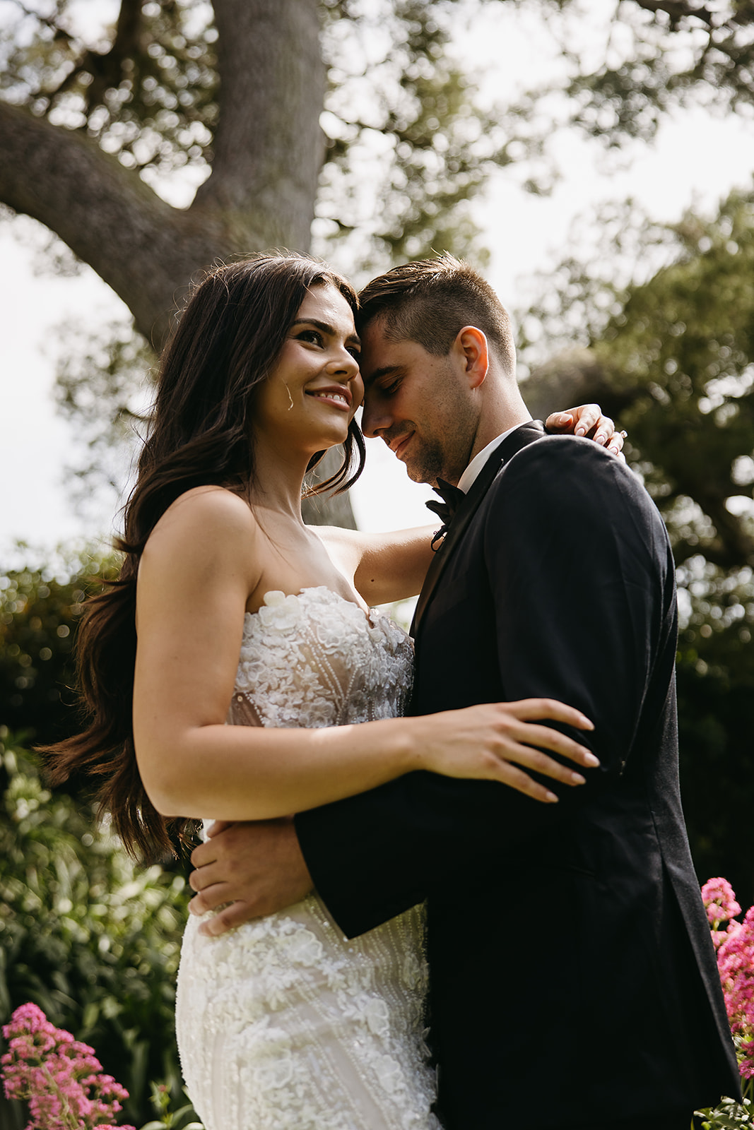 bride and groom take their portraits for their wedding at La Venta Inn