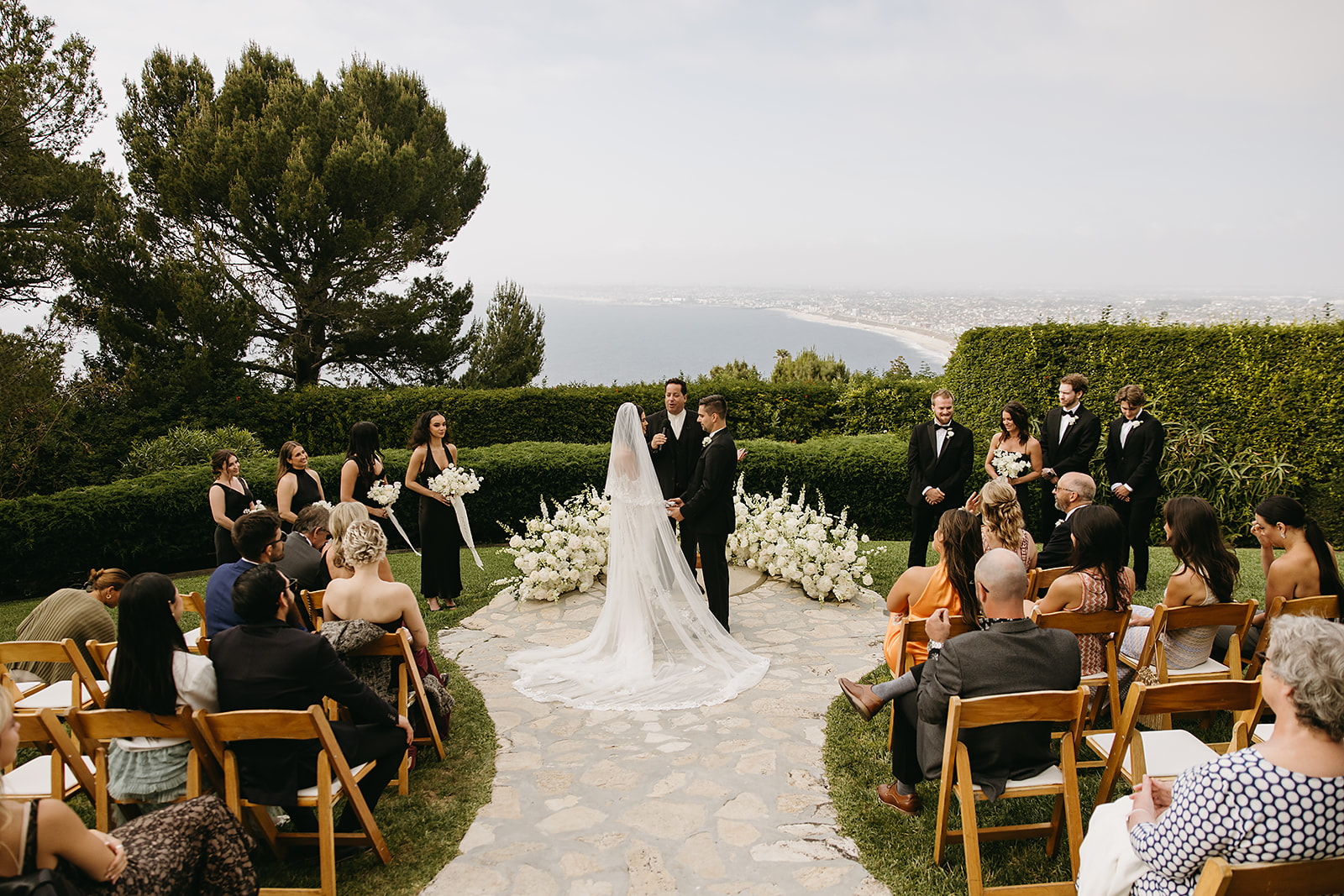 bride and groom during their wedding ceremony at La Venta Inn