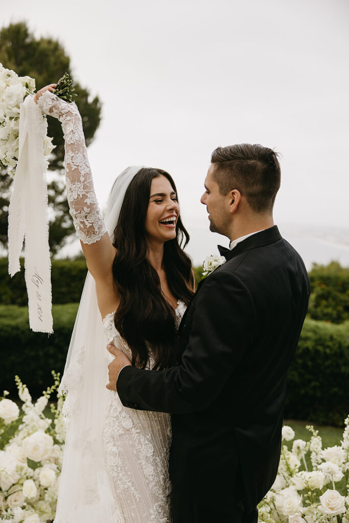 bride and groom take their portraits for their wedding at La Venta Inn